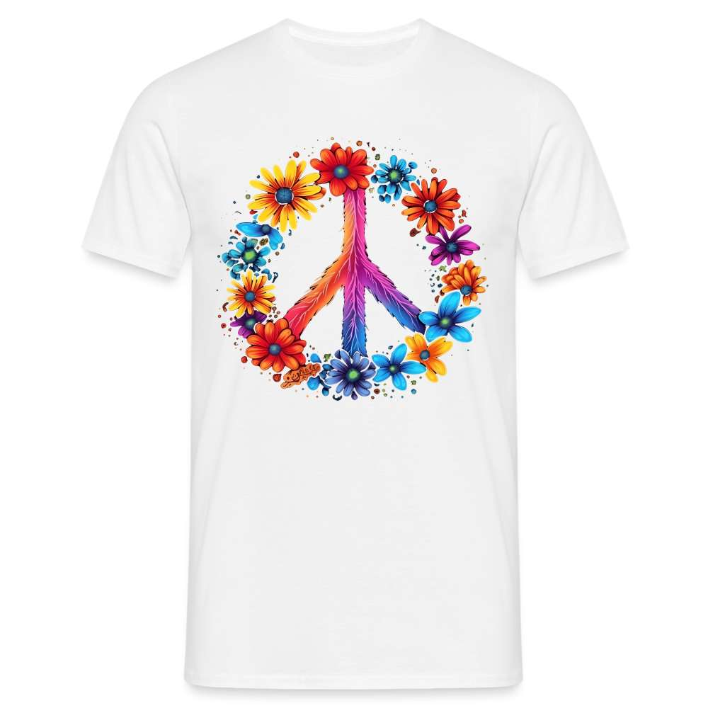 Peace Love Hippie Blumen Unisex T-Shirt - weiß