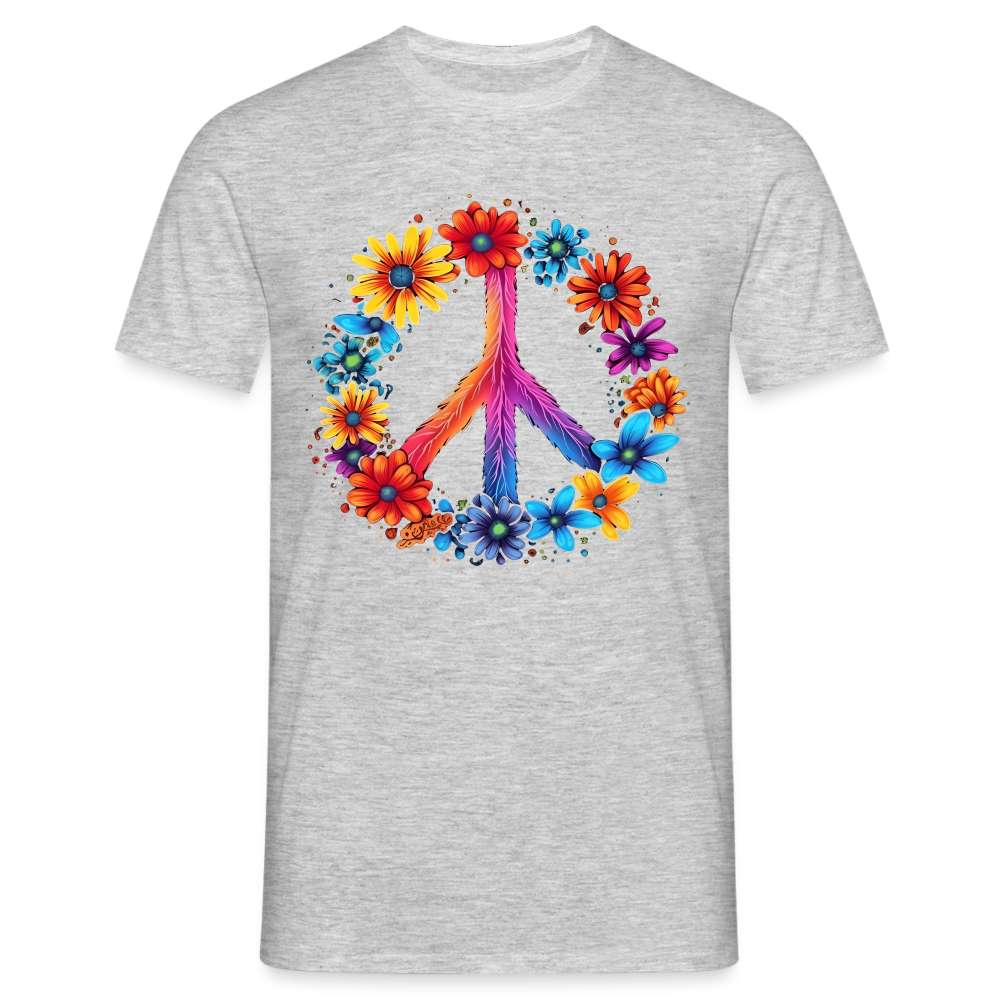 Peace Love Hippie Blumen Unisex T-Shirt - Grau meliert