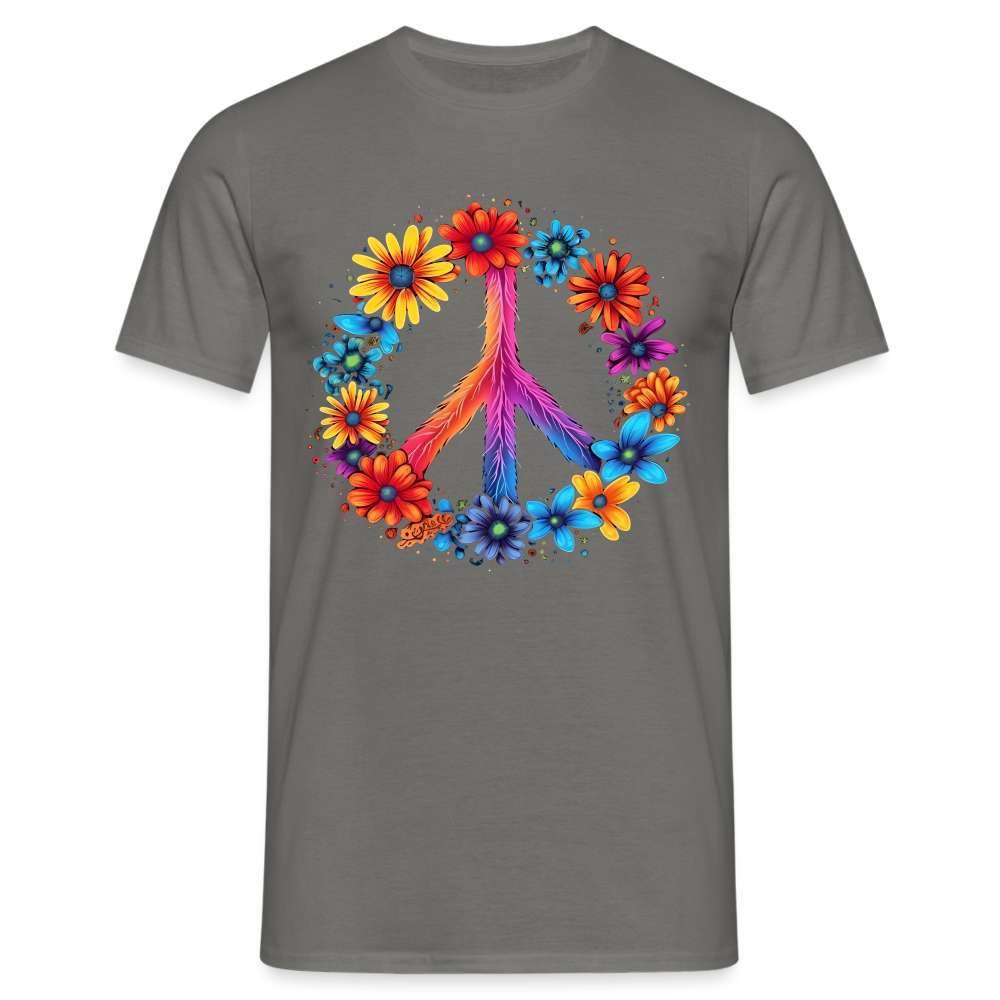 Peace Love Hippie Blumen Unisex T-Shirt - Graphit