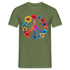 Peace Love Hippie Blumen Unisex T-Shirt - Militärgrün