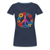 Peace Love Hippie Blumen Frauen T-Shirt - Navy