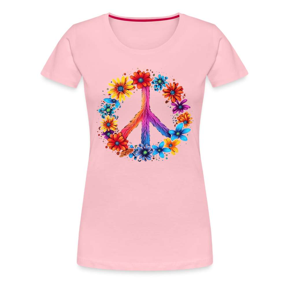 Peace Love Hippie Blumen Frauen T-Shirt - Hellrosa