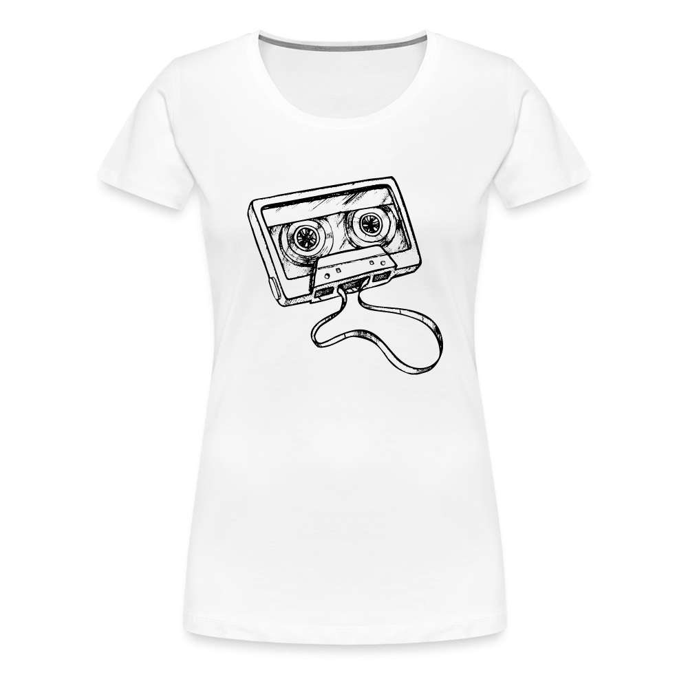 Musik Kassette 80s 90s Style Retro Vintage Frauen Premium T-Shirt - weiß