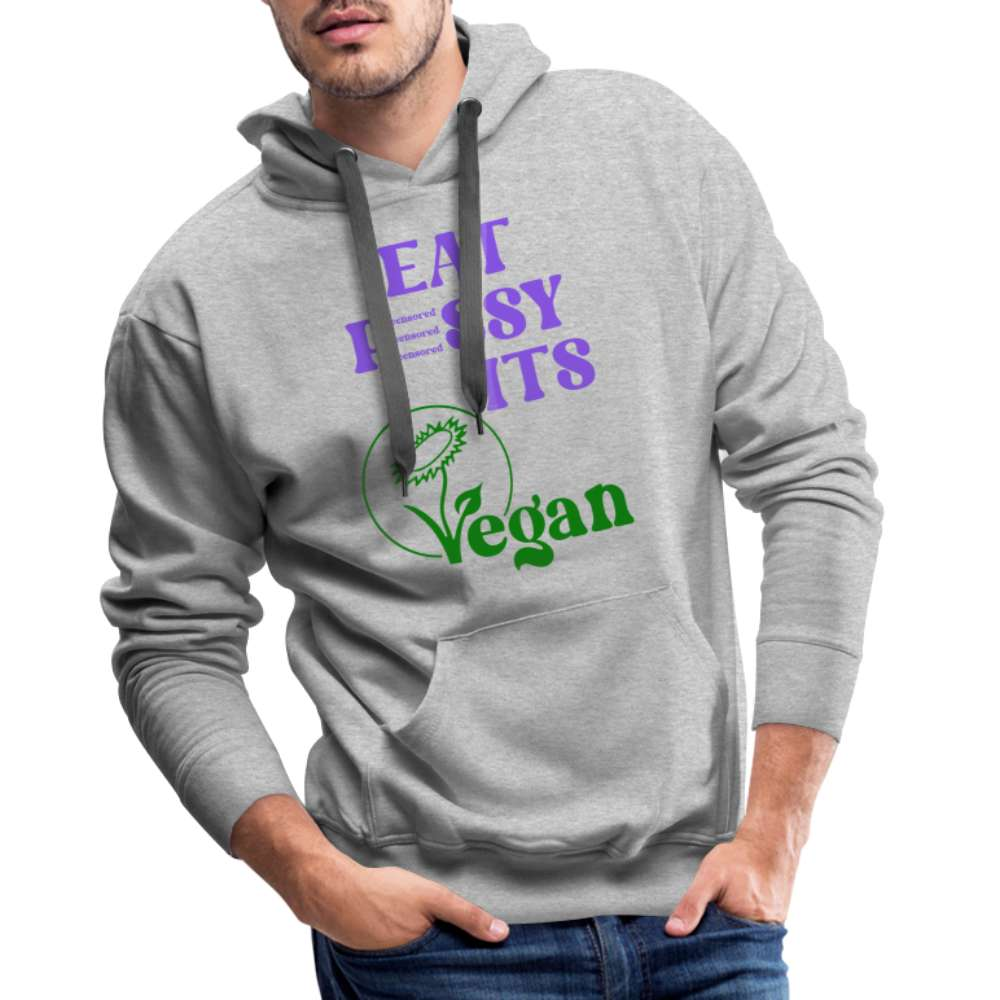 Eat Pssy - Its Vegan - Lustiges Ironisches Vegan Männer Premium Hoodie - Grau meliert