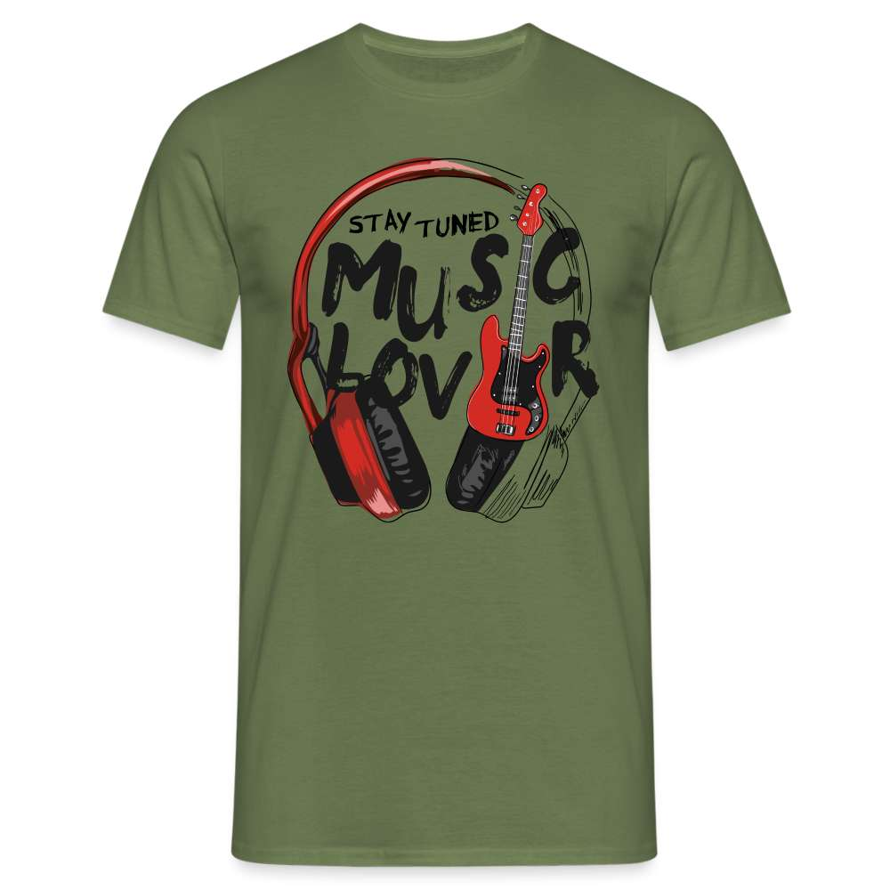 Musik Liebhaber - Kopfhörer Gitarre - Stay Tuned T-Shirt - Militärgrün