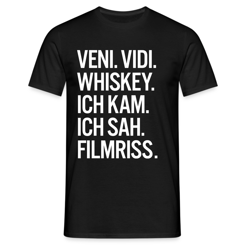 Veni Vidi Whiskey - Ich Kam Ich Sah Filmriss Lustiges T-Shirt - Schwarz