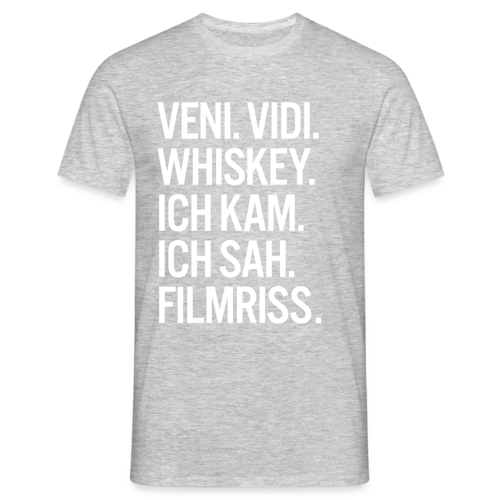 Veni Vidi Whiskey - Ich Kam Ich Sah Filmriss Lustiges T-Shirt - Grau meliert