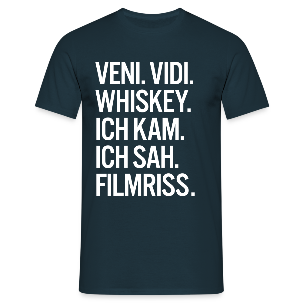 Veni Vidi Whiskey - Ich Kam Ich Sah Filmriss Lustiges T-Shirt - Navy