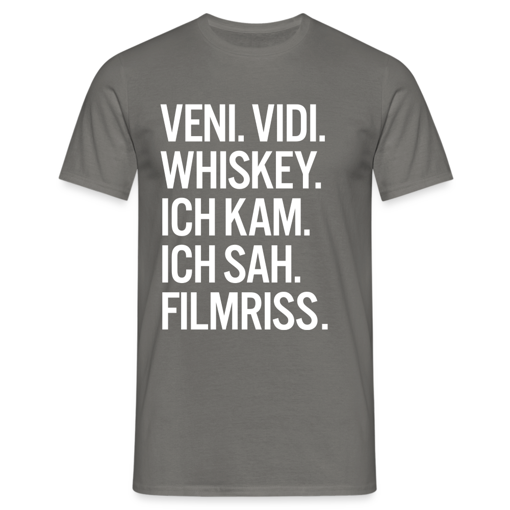 Veni Vidi Whiskey - Ich Kam Ich Sah Filmriss Lustiges T-Shirt - Graphit