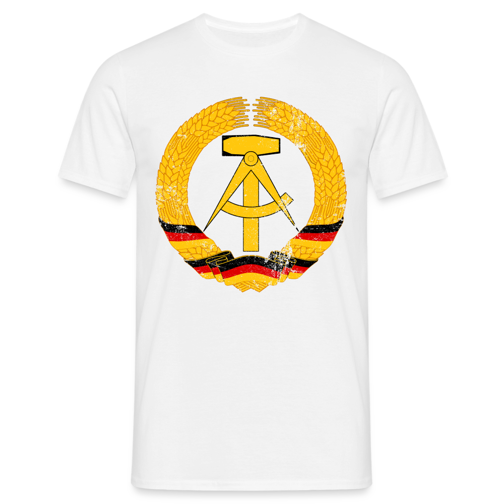 DDR Nostalgie Ostalgie Shirt Hammer Zirkel Ehrenkranz T-Shirt - weiß