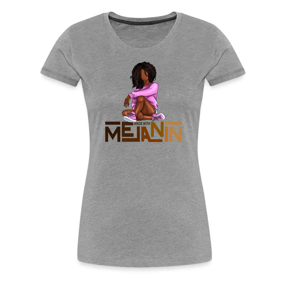Black Queen - Melanin Black Power Made With Melanin Frauen T-Shirt - Grau meliert
