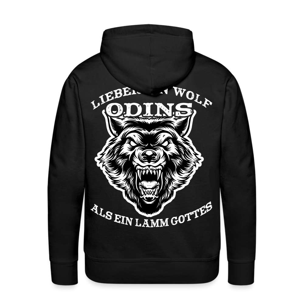 Lieber ein WOLF Odins als ein LAMM Gottes Rückendruck Premium Hoodie - Schwarz