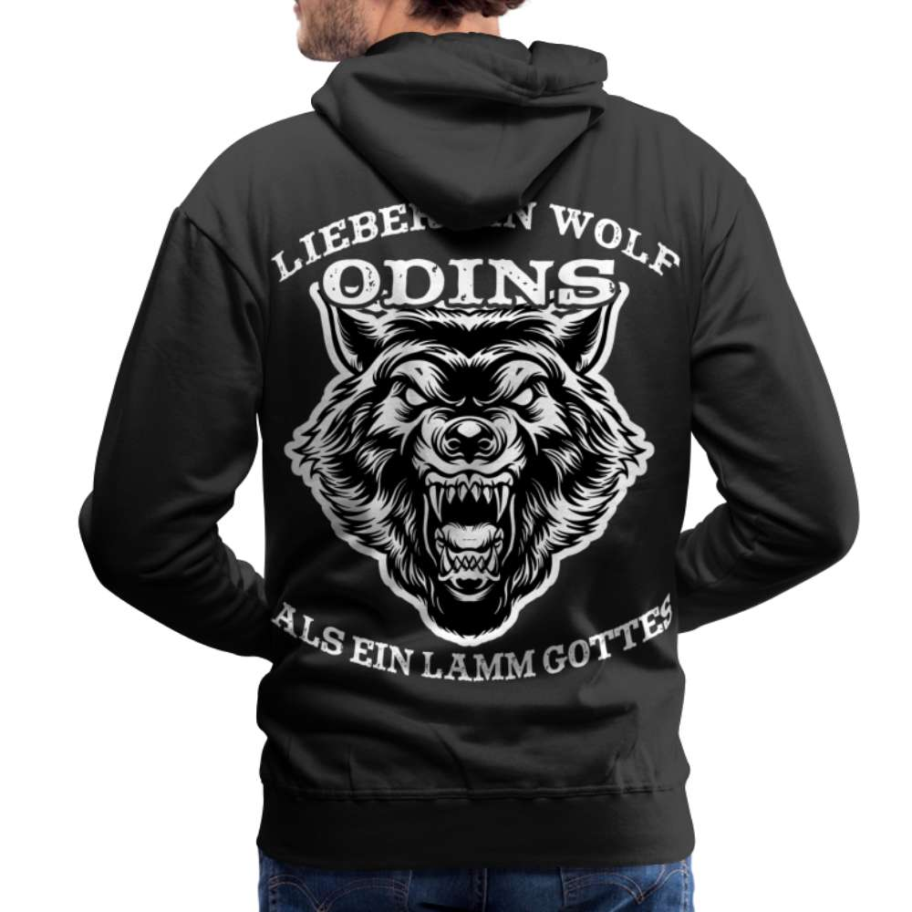 Lieber ein WOLF Odins als ein LAMM Gottes Rückendruck Premium Hoodie - Schwarz