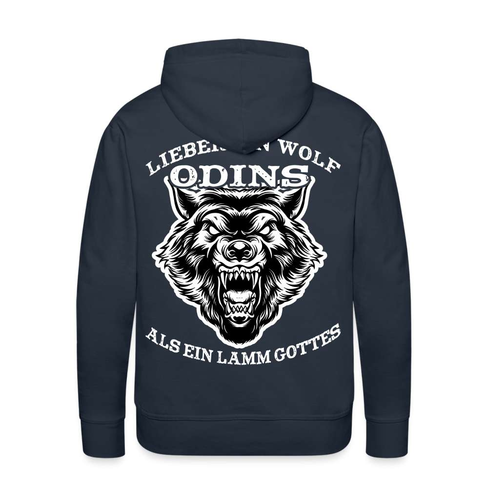 Lieber ein WOLF Odins als ein LAMM Gottes Rückendruck Premium Hoodie - Navy