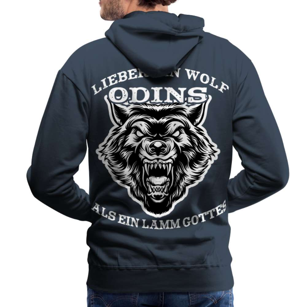 Lieber ein WOLF Odins als ein LAMM Gottes Rückendruck Premium Hoodie - Navy