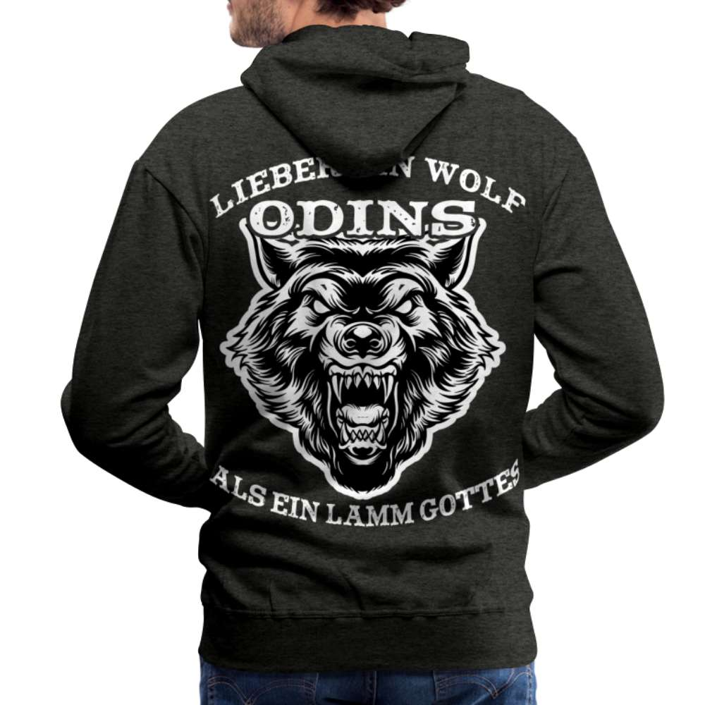 Lieber ein WOLF Odins als ein LAMM Gottes Rückendruck Premium Hoodie - Anthrazit