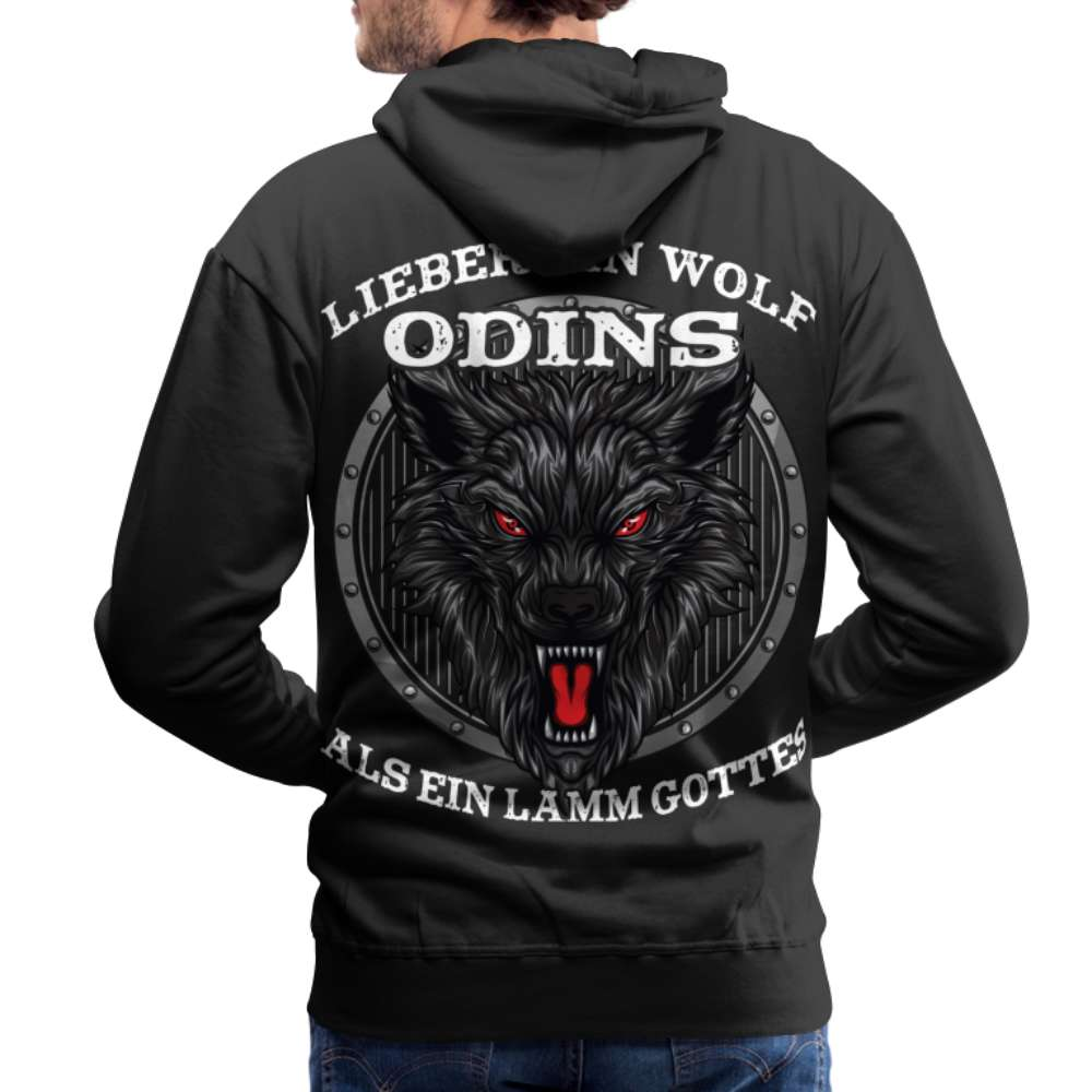 Lieber ein WOLF Odins als ein LAMM Gottes Rückendruck Premium Hoodie - Schwarz