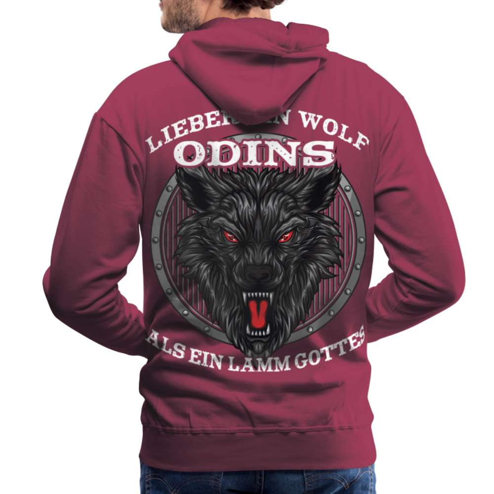 Lieber ein WOLF Odins als ein LAMM Gottes Rückendruck Premium Hoodie - Bordeaux