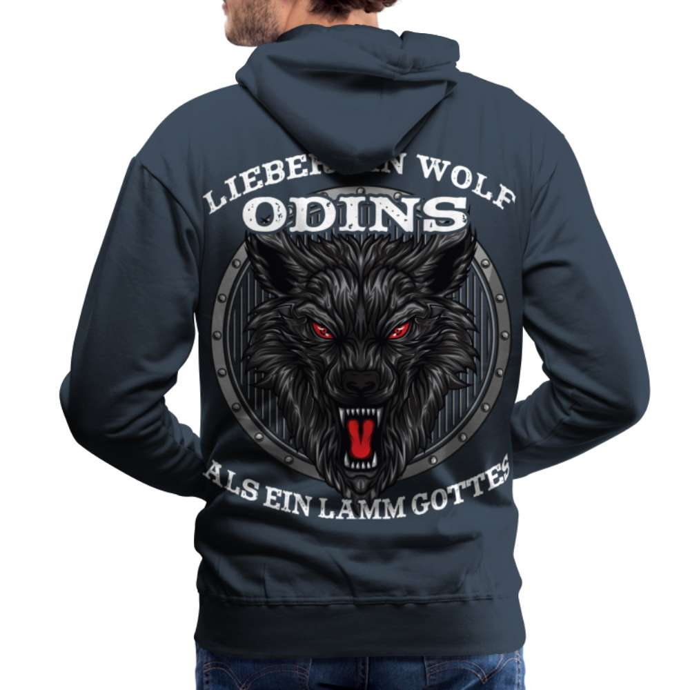 Lieber ein WOLF Odins als ein LAMM Gottes Rückendruck Premium Hoodie - Navy