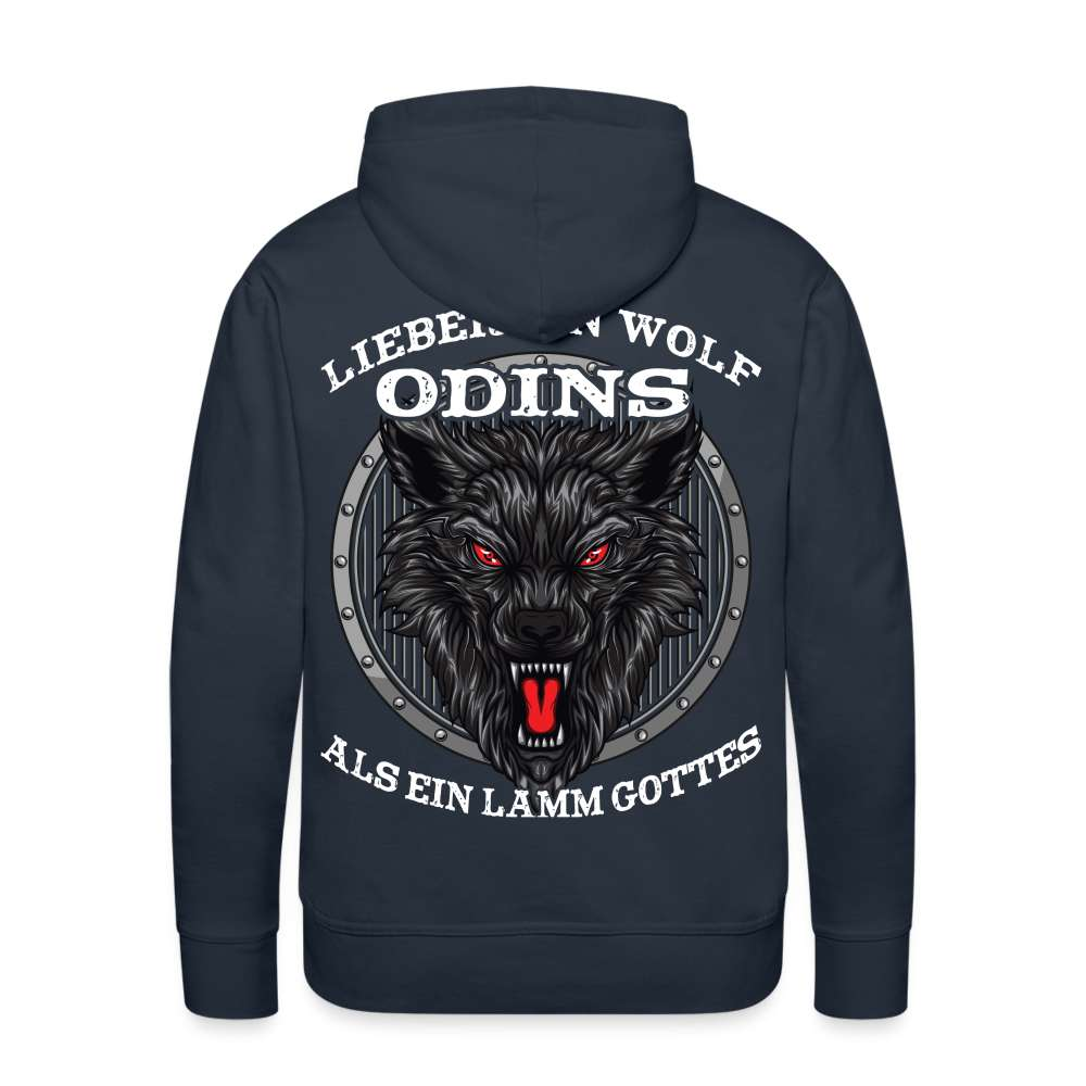 Lieber ein WOLF Odins als ein LAMM Gottes Rückendruck Premium Hoodie - Navy