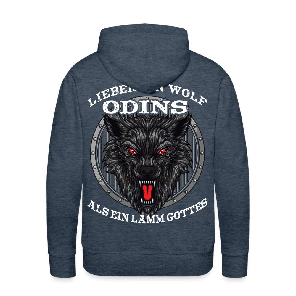 Lieber ein WOLF Odins als ein LAMM Gottes Rückendruck Premium Hoodie - Jeansblau