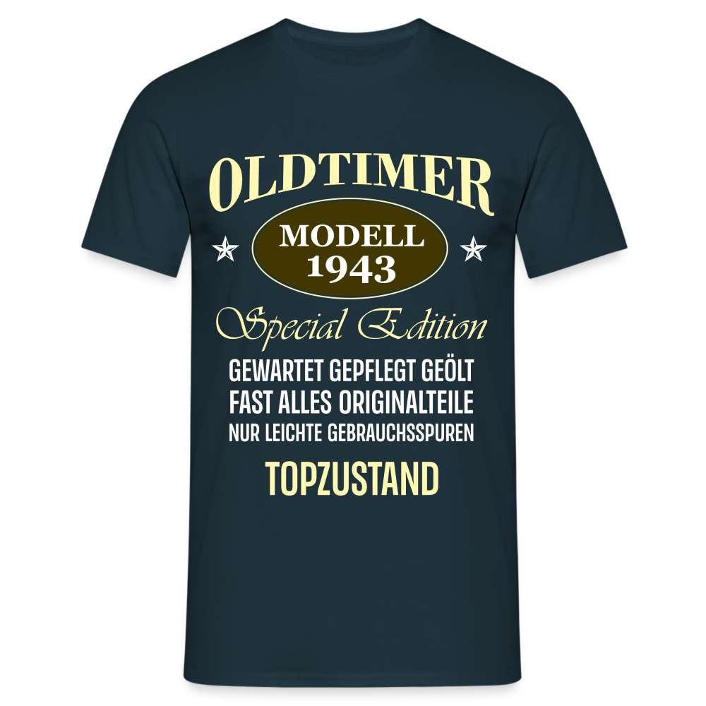80. Geburtstag - Oldtimer Geboren 1943 - Vintage Geschenk T-Shirt - Navy