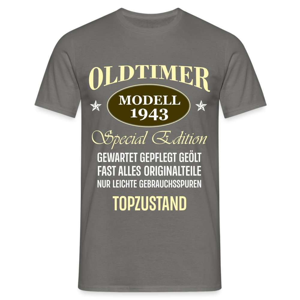 80. Geburtstag - Oldtimer Geboren 1943 - Vintage Geschenk T-Shirt - Graphit