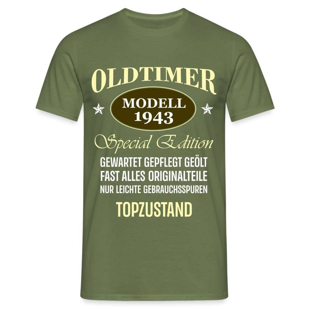 80. Geburtstag - Oldtimer Geboren 1943 - Vintage Geschenk T-Shirt - Militärgrün
