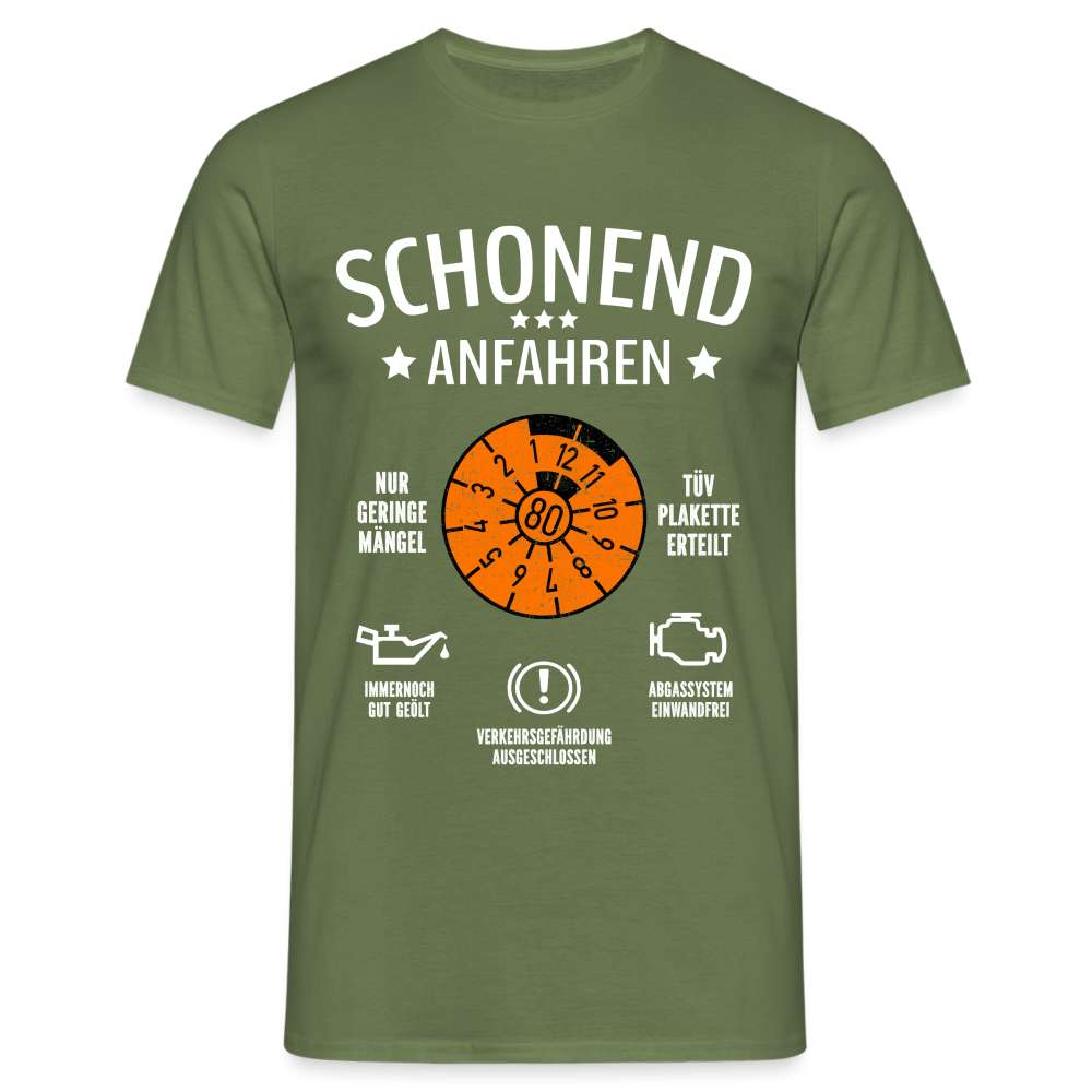 80. Geburtstag - Schonend Anfahren - TÜV erteilt - Geburtstags Geschenk T-Shirt - Militärgrün