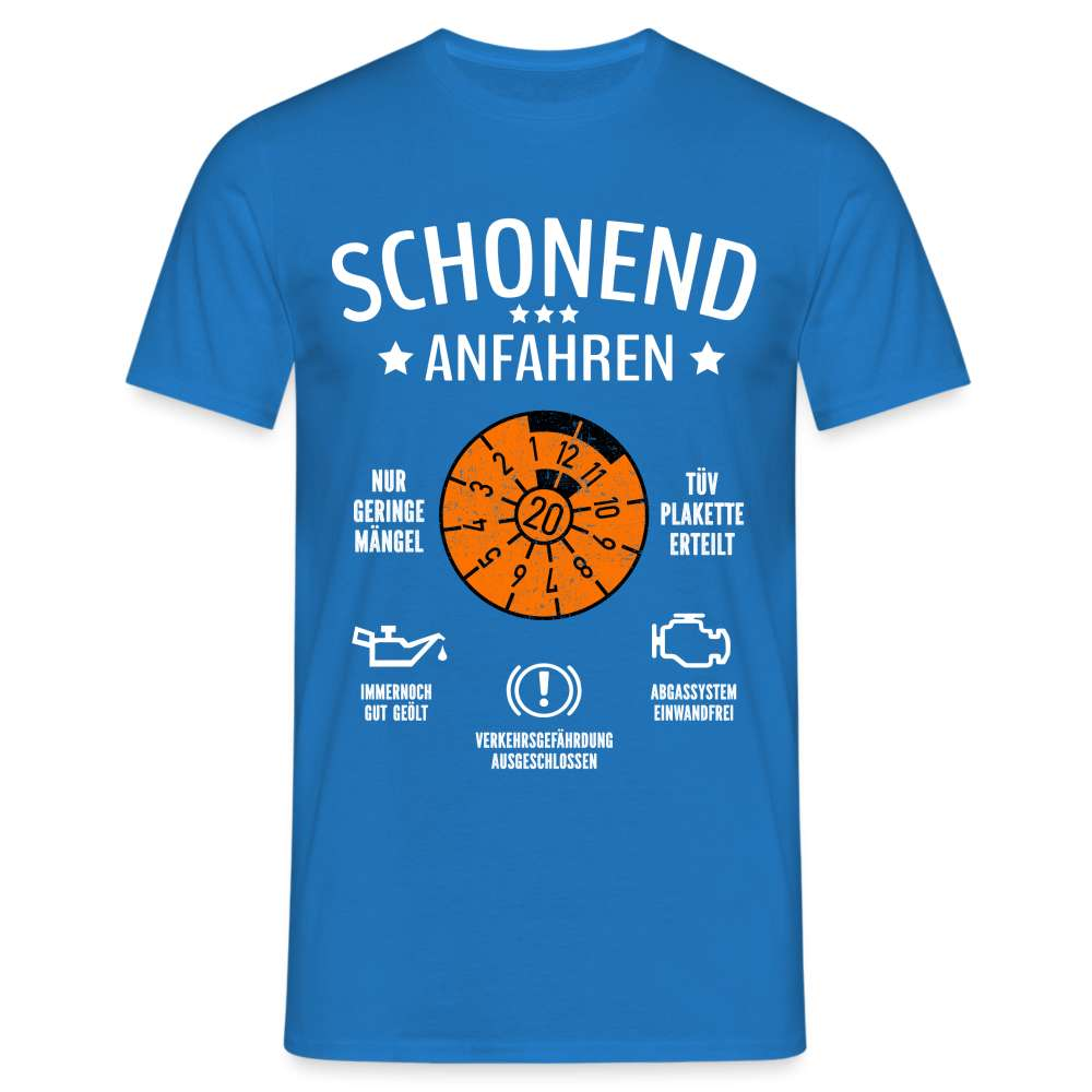 20. Geburtstag - Schonend Anfahren - TÜV erteilt - Geburtstags Geschenk T-Shirt - Royalblau