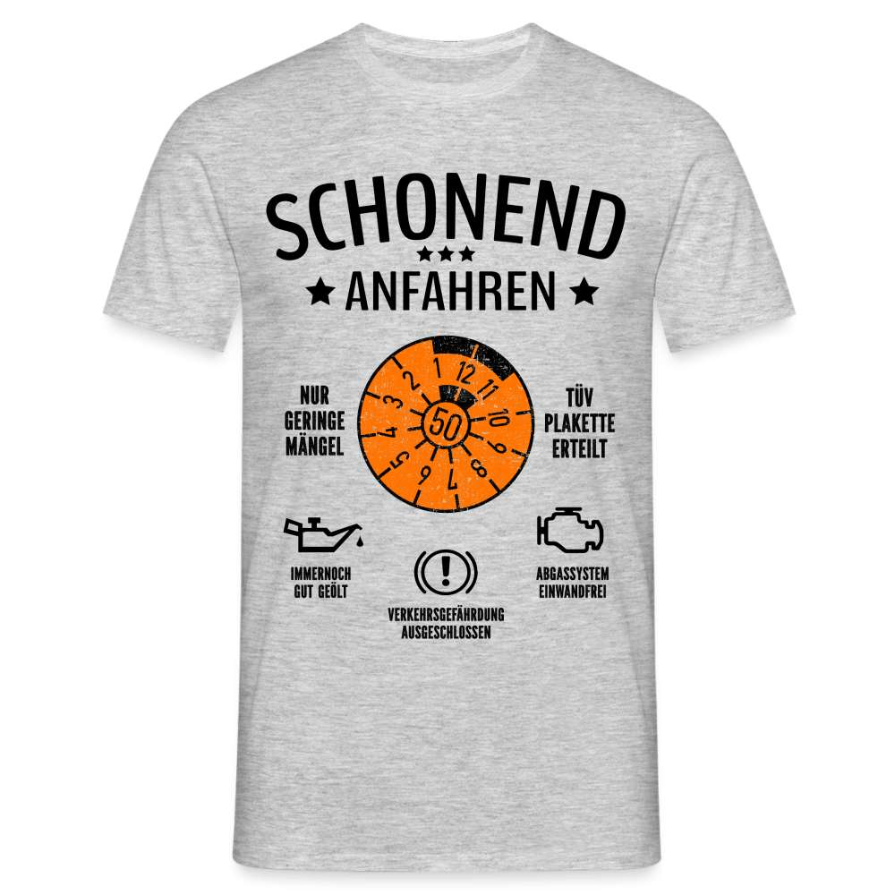 50. Geburtstag - Schonend Anfahren - TÜV erteilt - Geburtstags Geschenk T-Shirt - Grau meliert