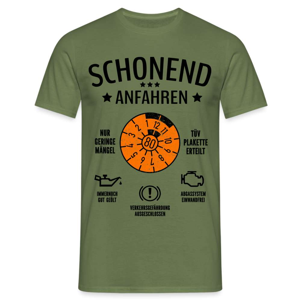 80. Geburtstag - Schonend Anfahren - TÜV erteilt - Geburtstags Geschenk T-Shirt - Militärgrün