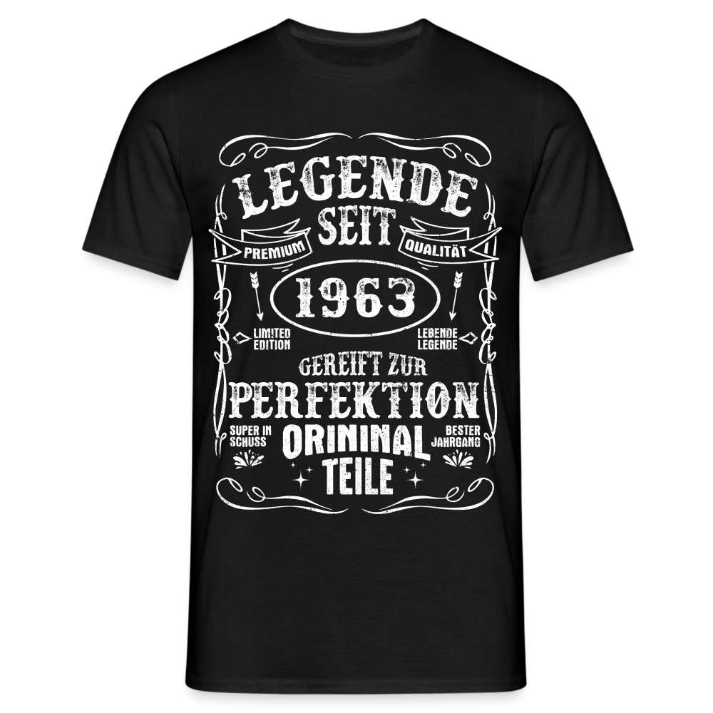 60. Geburtstag Vintage Style Legende Seit 1963 Geschenk T-Shirt - Schwarz