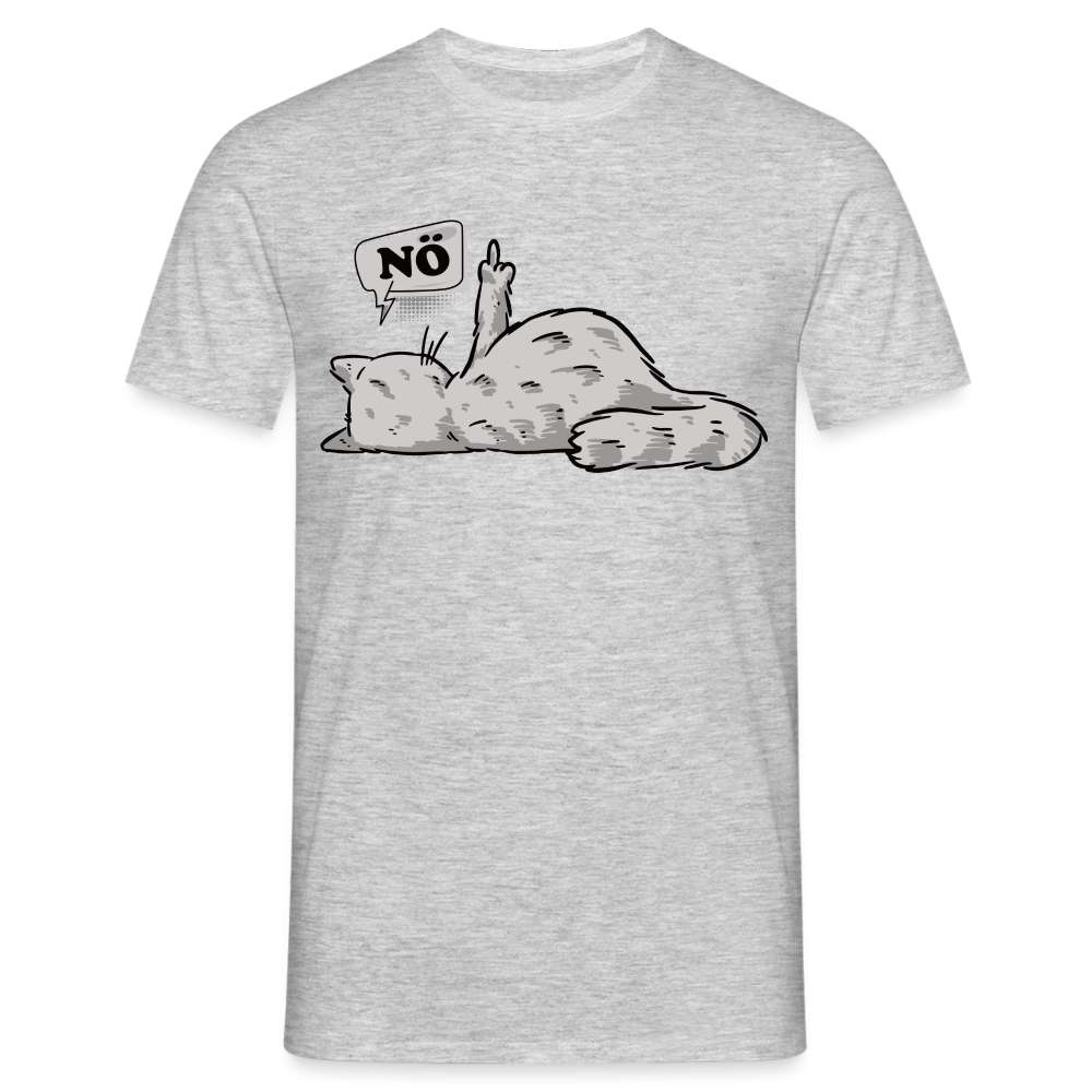 Lustige Faule Katze - Mittelfinger NÖ Comic Style T-Shirt - Grau meliert