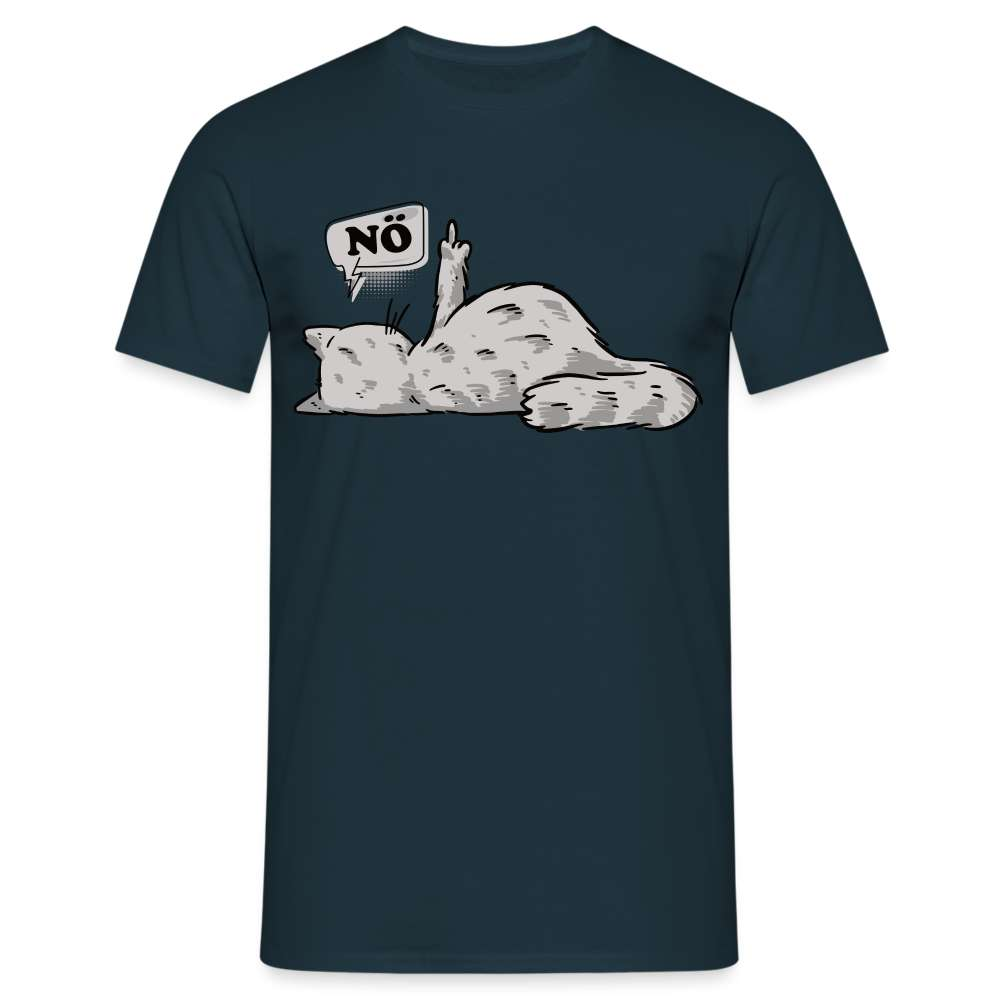 Lustige Faule Katze - Mittelfinger NÖ Comic Style T-Shirt - Navy