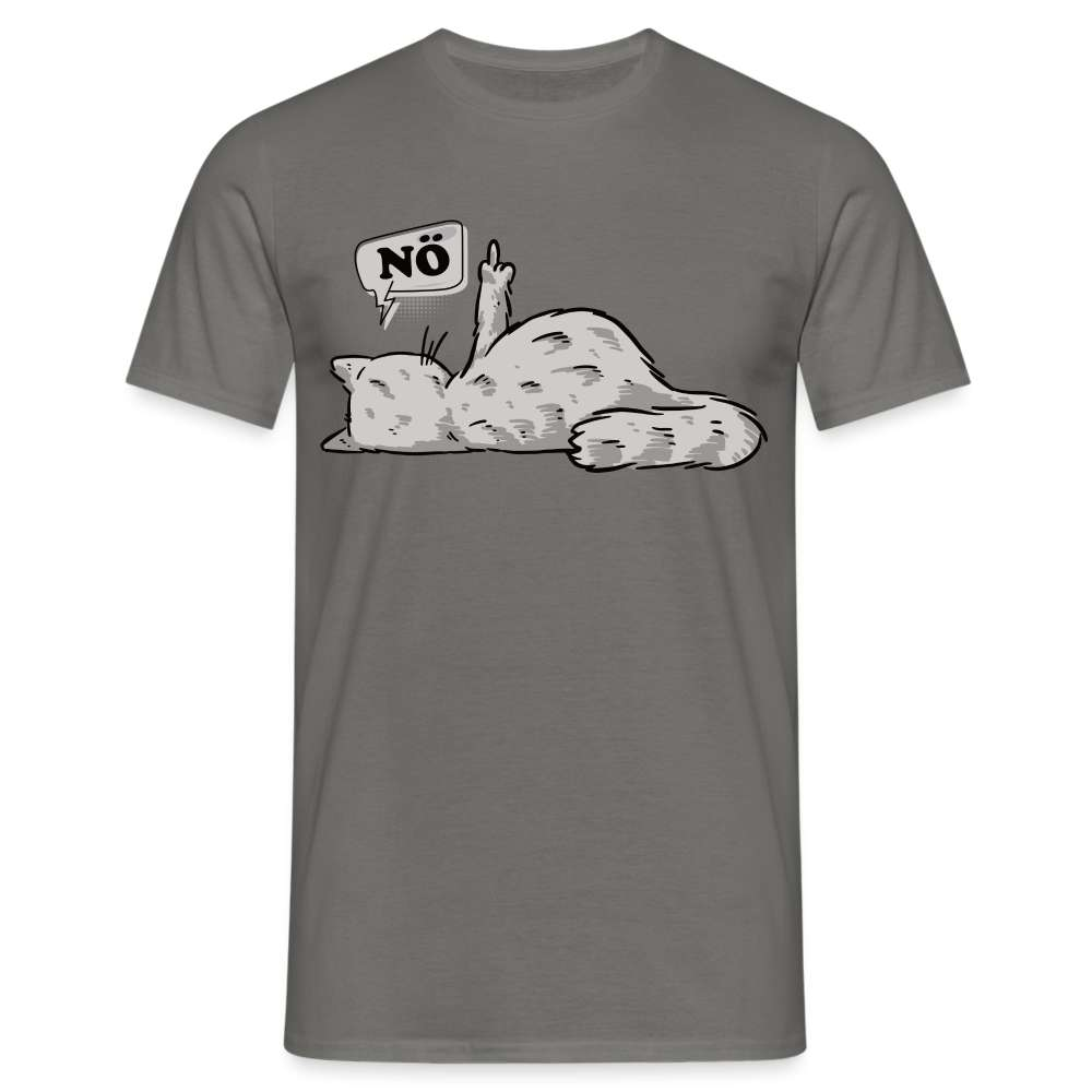 Lustige Faule Katze - Mittelfinger NÖ Comic Style T-Shirt - Graphit
