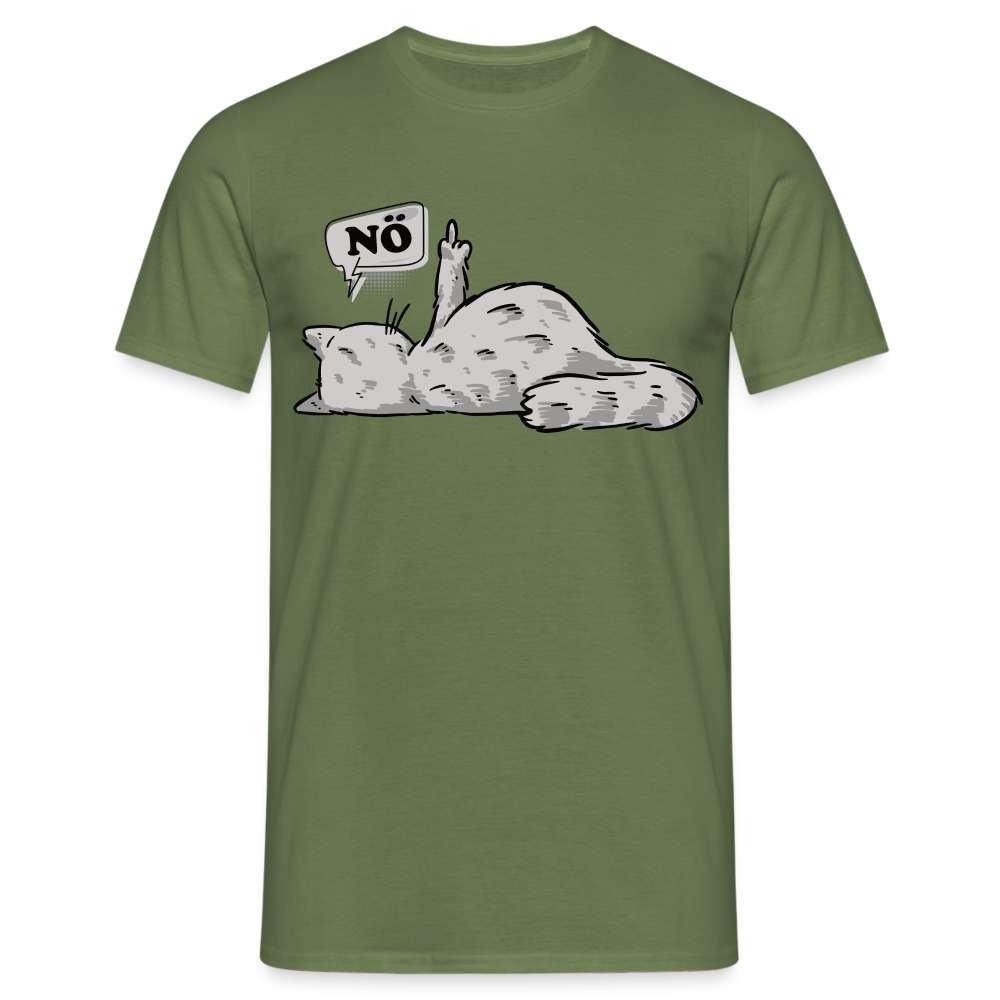 Lustige Faule Katze - Mittelfinger NÖ Comic Style T-Shirt - Militärgrün