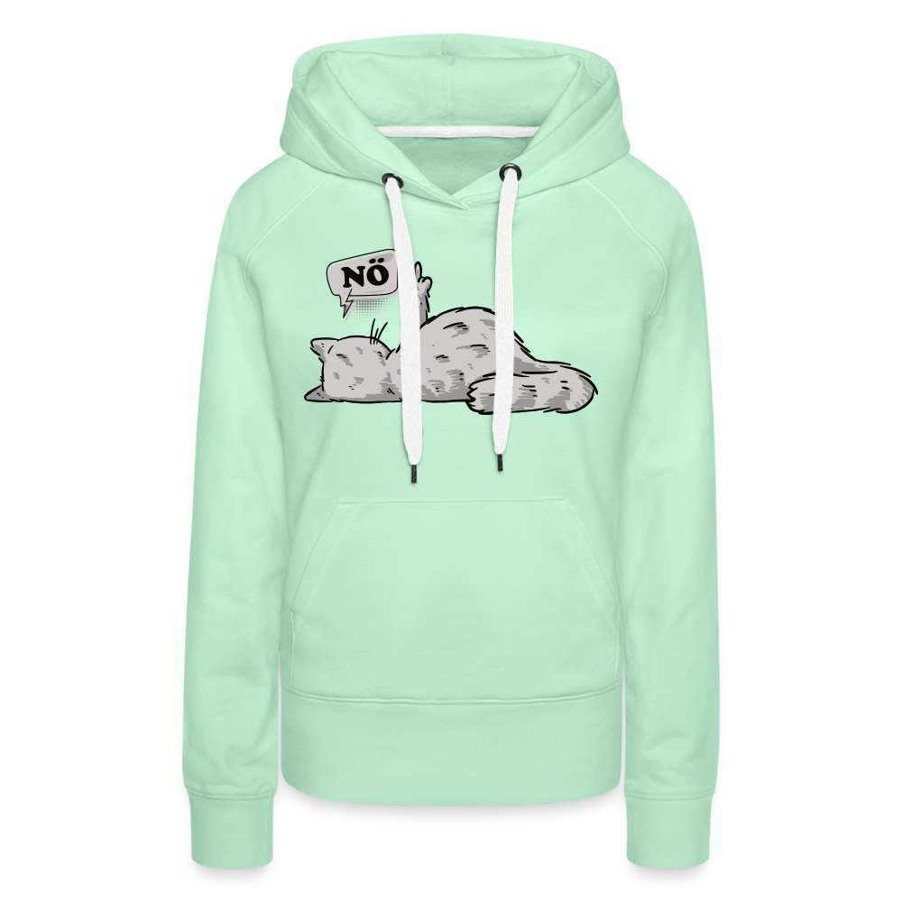 Lustige Faule Katze - Mittelfinger NÖ Comic Style Frauen Premium Hoodie - helles Mintgrün