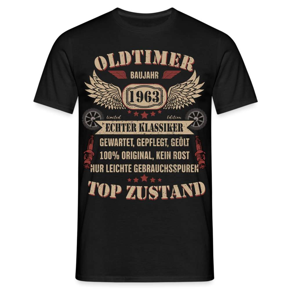 60. Geburtstag - 1963 Oldtimer - Mechaniker Geburtstags Geschenk T-Shirt - Schwarz