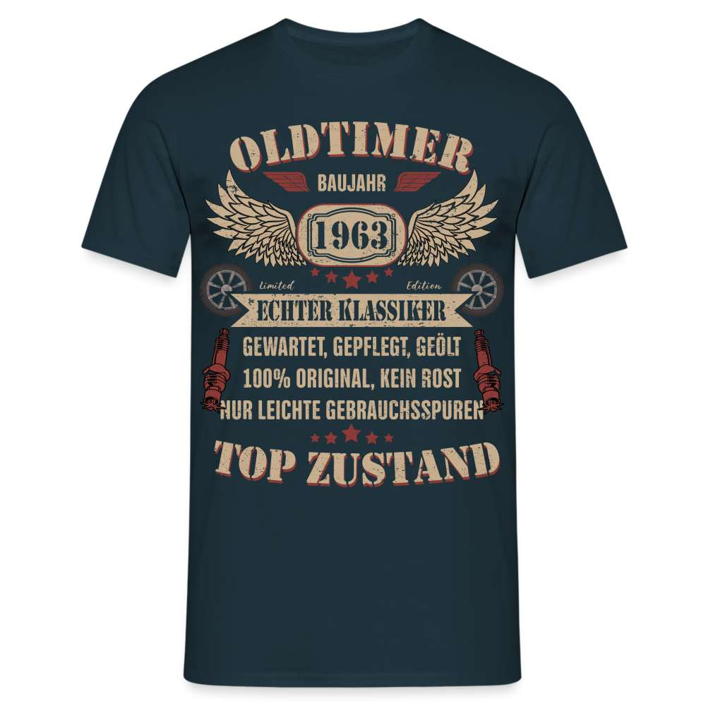 60. Geburtstag - 1963 Oldtimer - Mechaniker Geburtstags Geschenk T-Shirt - Navy