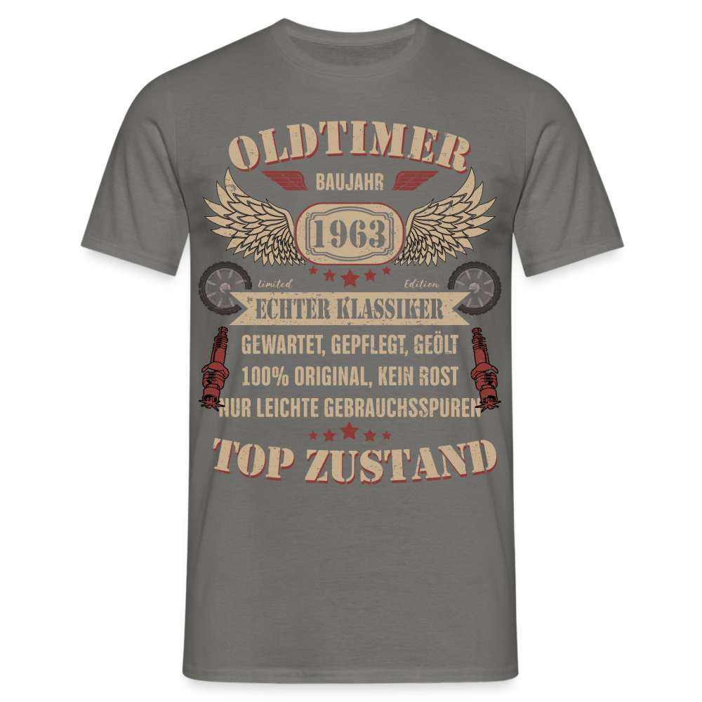 60. Geburtstag - 1963 Oldtimer - Mechaniker Geburtstags Geschenk T-Shirt - Graphit