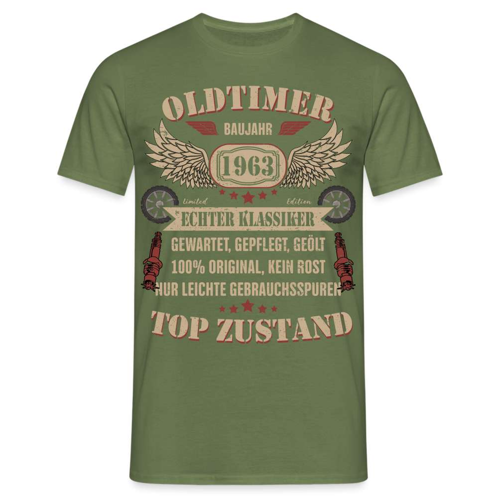 60. Geburtstag - 1963 Oldtimer - Mechaniker Geburtstags Geschenk T-Shirt - Militärgrün