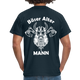 Wikinger Totenkopf Axt Böser Alter Mann Rückendruck Lustiges T-Shirt - Navy