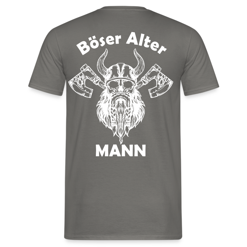 Wikinger Totenkopf Axt Böser Alter Mann Rückendruck Lustiges T-Shirt - Graphit