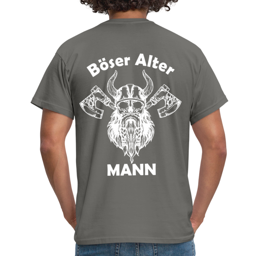 Wikinger Totenkopf Axt Böser Alter Mann Rückendruck Lustiges T-Shirt - Graphit