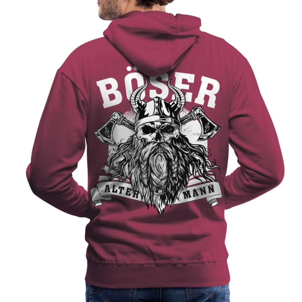 Wikinger mit Axt - Böser alter Mann - Rückendruck - Herren Premium Hoodie - Bordeaux