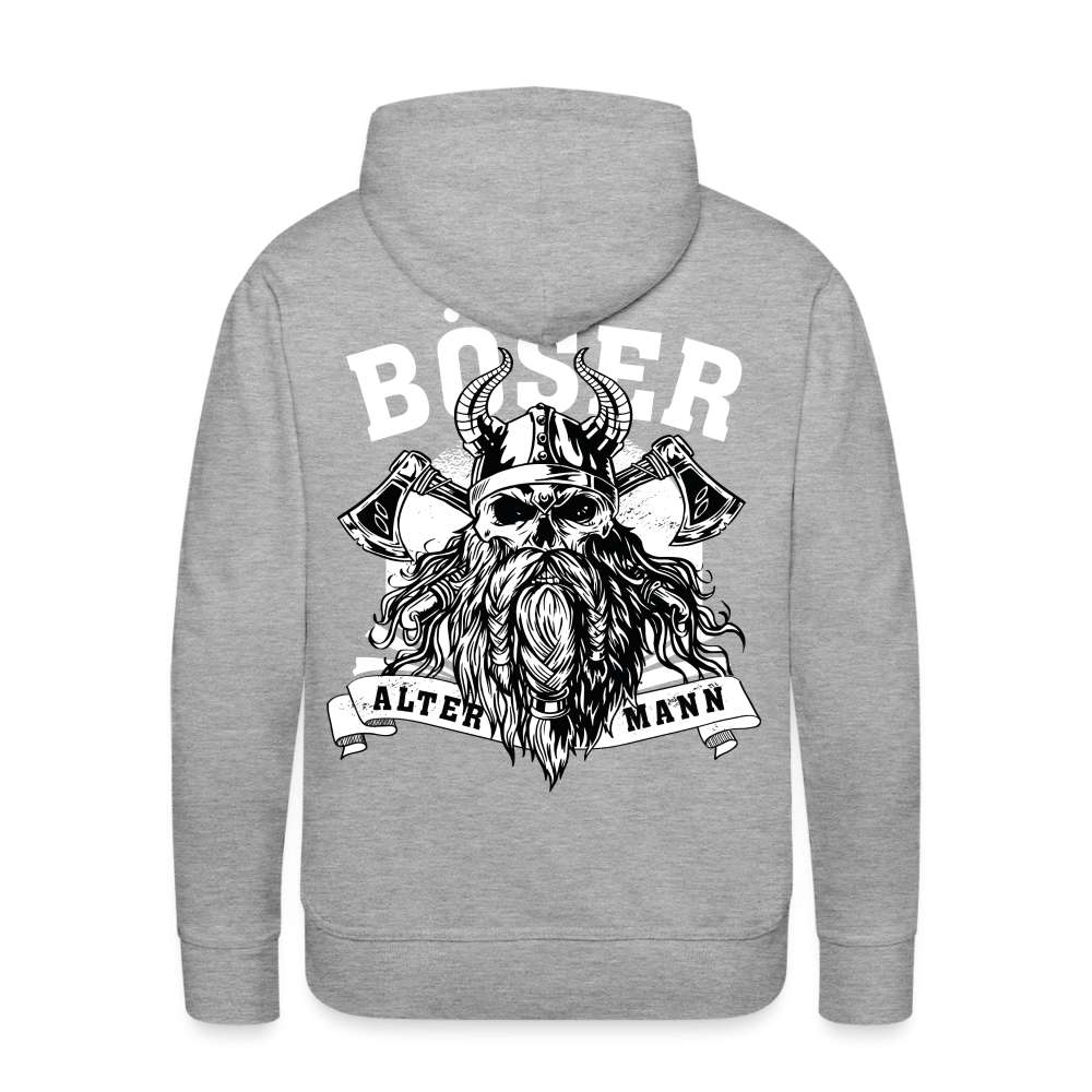 Wikinger mit Axt - Böser alter Mann - Rückendruck - Herren Premium Hoodie - Grau meliert