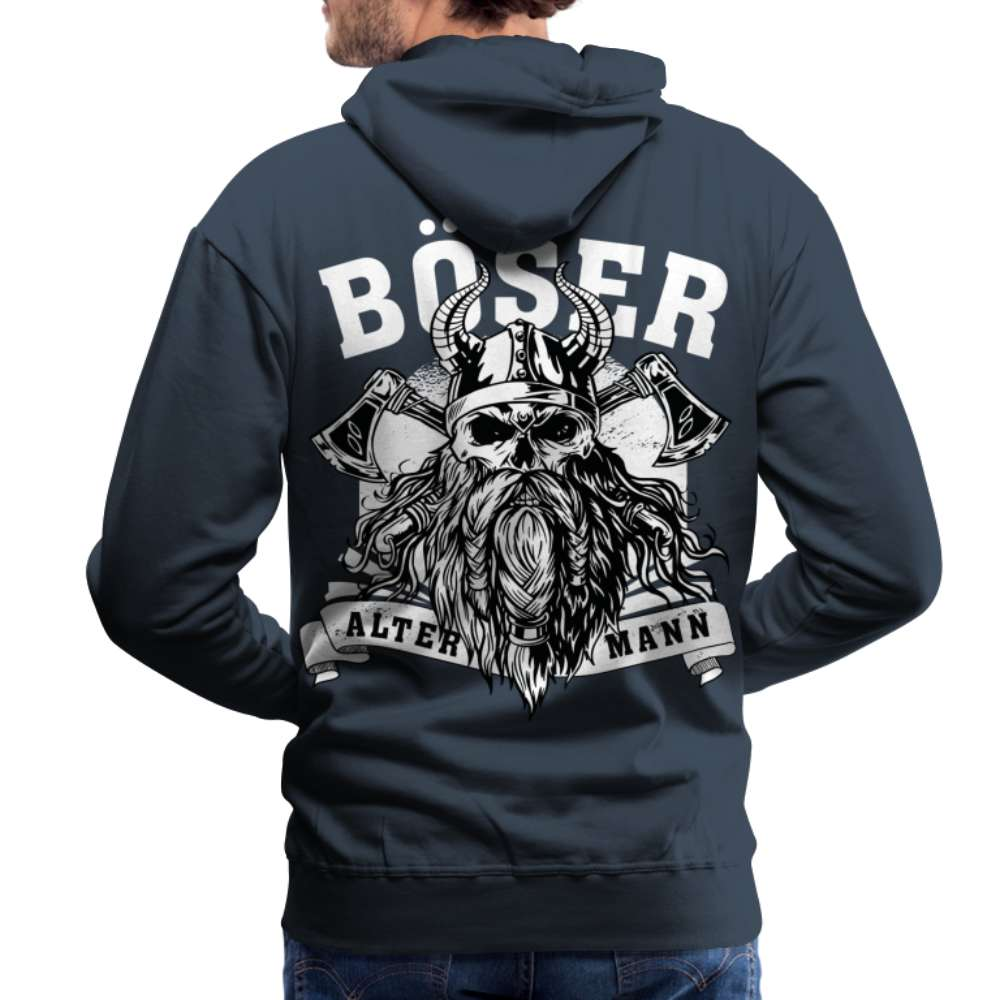 Wikinger mit Axt - Böser alter Mann - Rückendruck - Herren Premium Hoodie - Navy