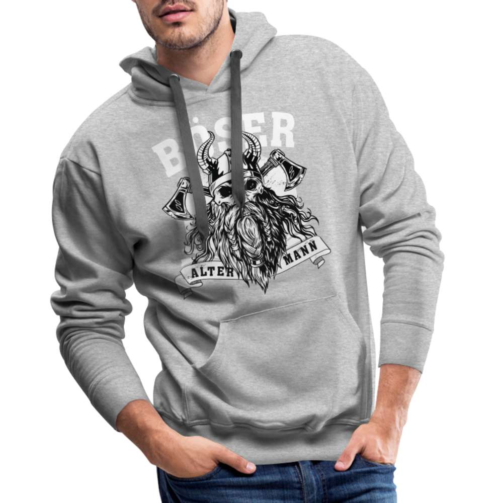 Wikinger mit Axt - Böser alter Mann - Herren Premium Hoodie - Grau meliert