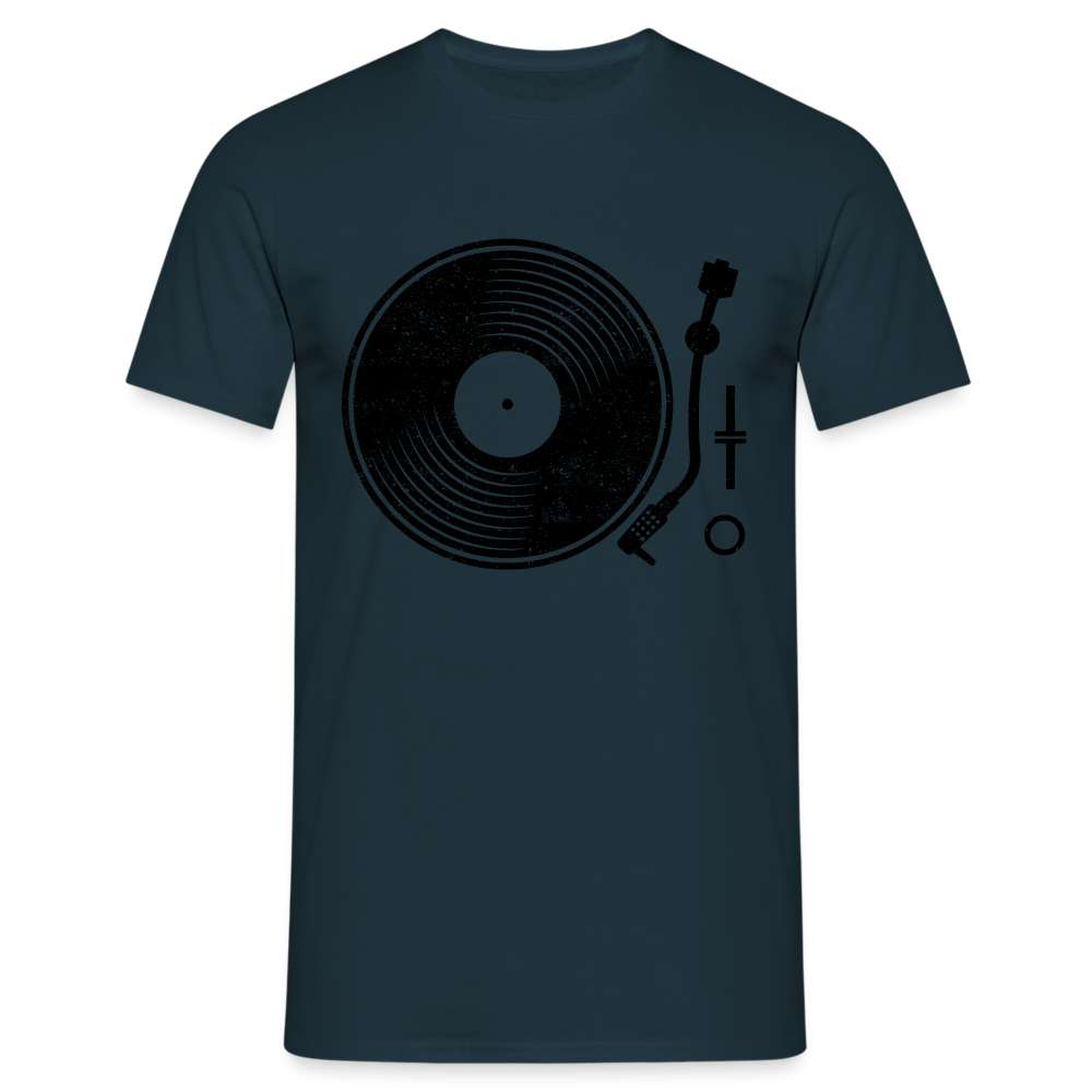 Schallplatte Vinyl Retro Style Musik T-Shirt - Navy